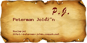 Peterman Jolán névjegykártya